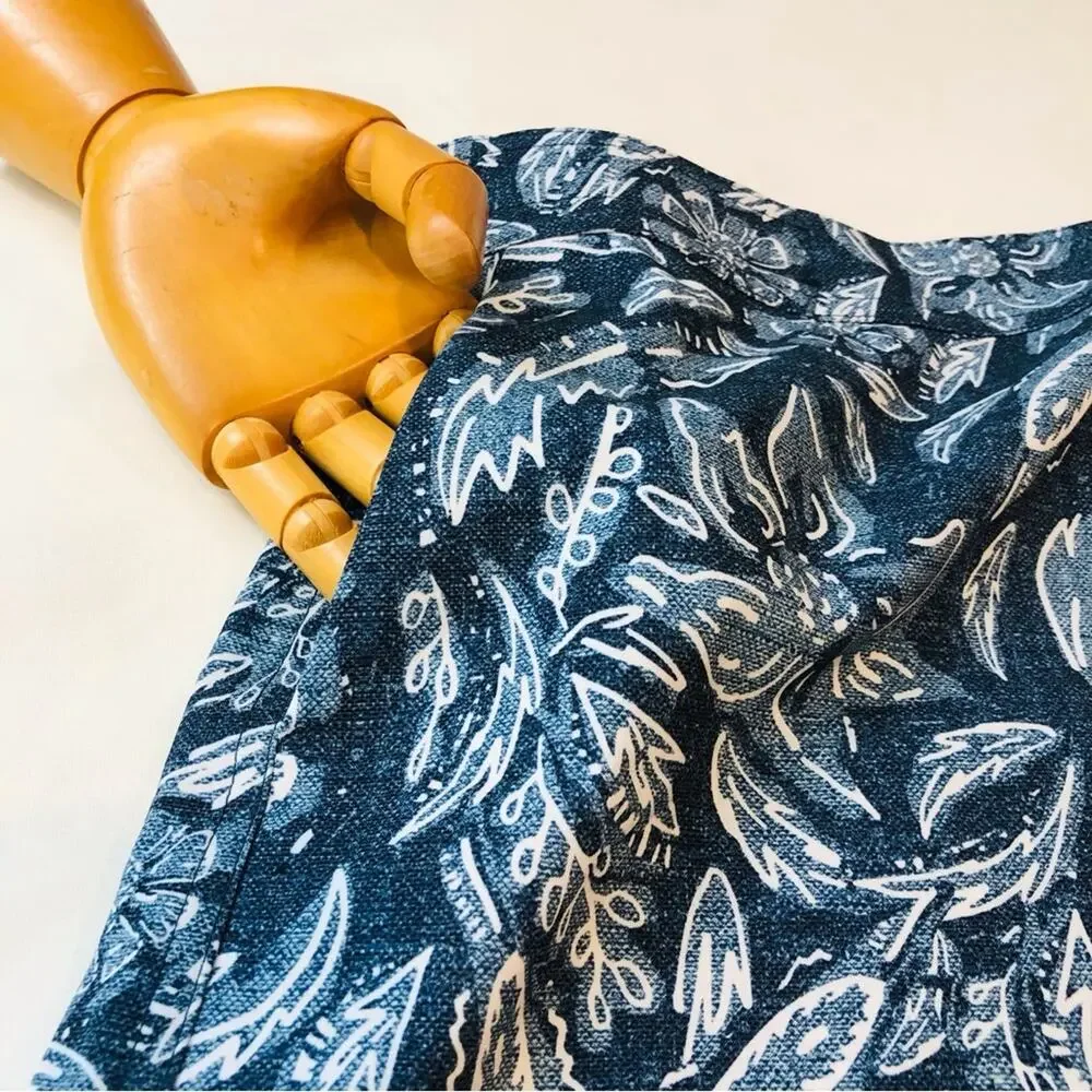 Rip Skirt Blue Rustica Denim Print Adjustable Wrap Waist Lightweight Comfort - Picture 8 of 16